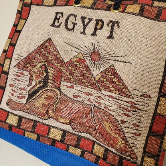 Egyptian King Tut tote Bag 14”x16" Egypt Pyramids Sphinx Tote Bag - Picture 8 of 14